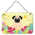 CarolineS Treasures Easter Eggs Pug Fawn Metal Print, 8 Inch  Inch H X 12 Inch  Inch W, Multicolor