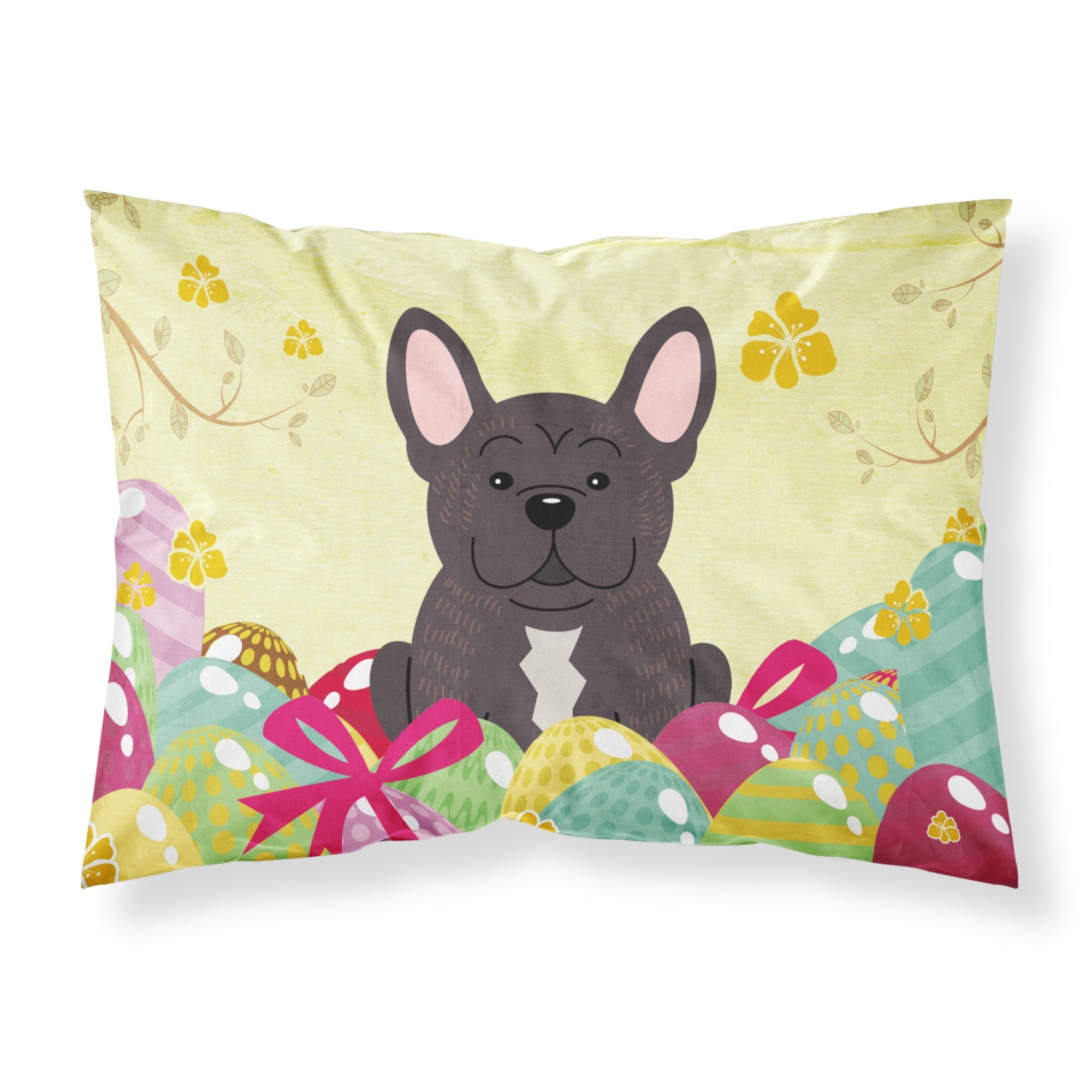 Easter Eggs French Bulldog Brindle Fabric Standard Pillowcase