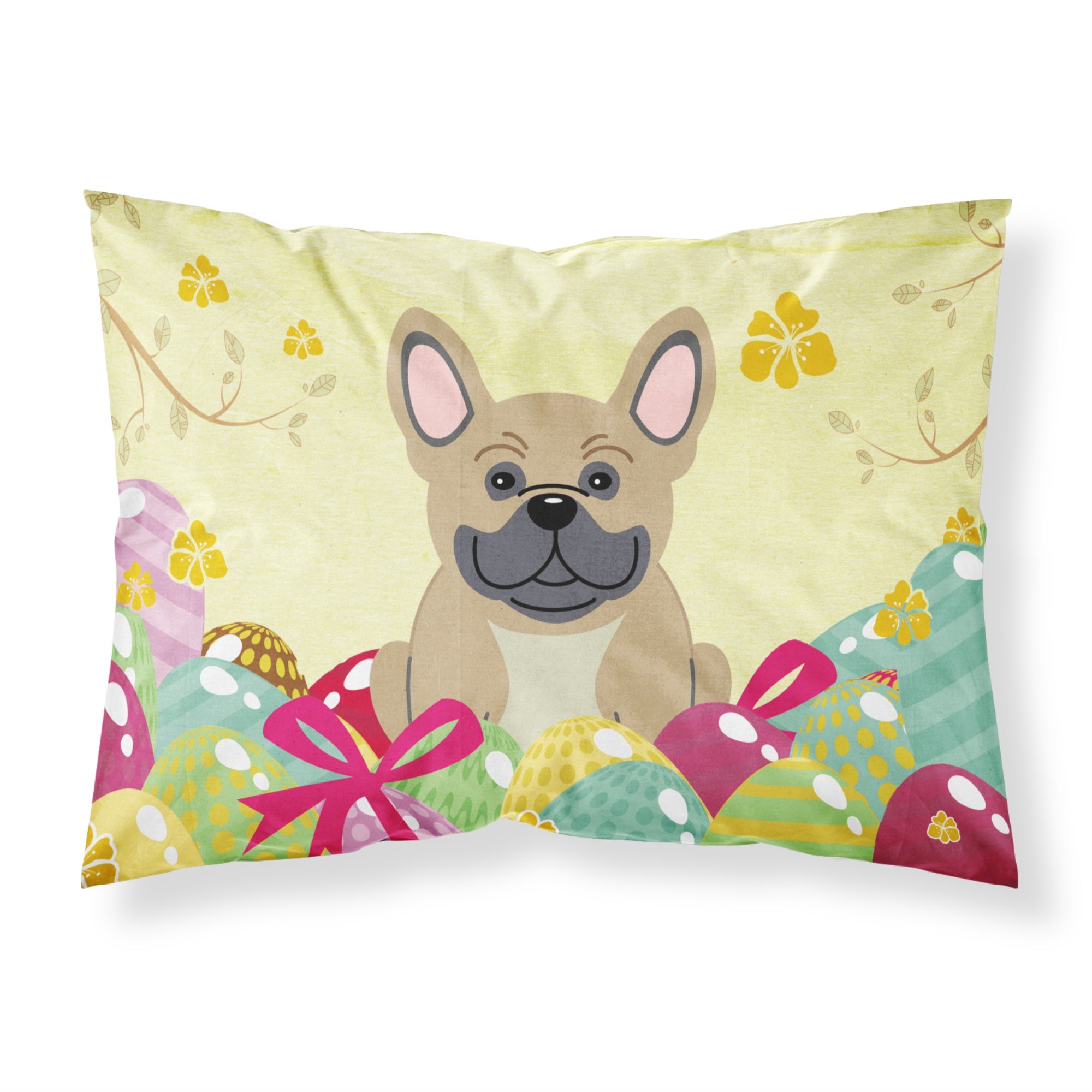 Easter Eggs French Bulldog Cream Fabric Standard Pillowcase