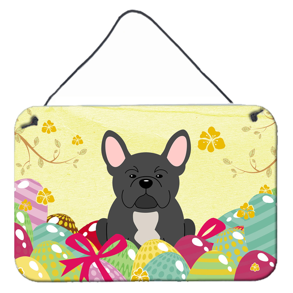 CarolineS Treasures Easter Eggs French Bulldog Black Metal Print, 8 Inch  Inch  H X 12 Inch  Inch  W