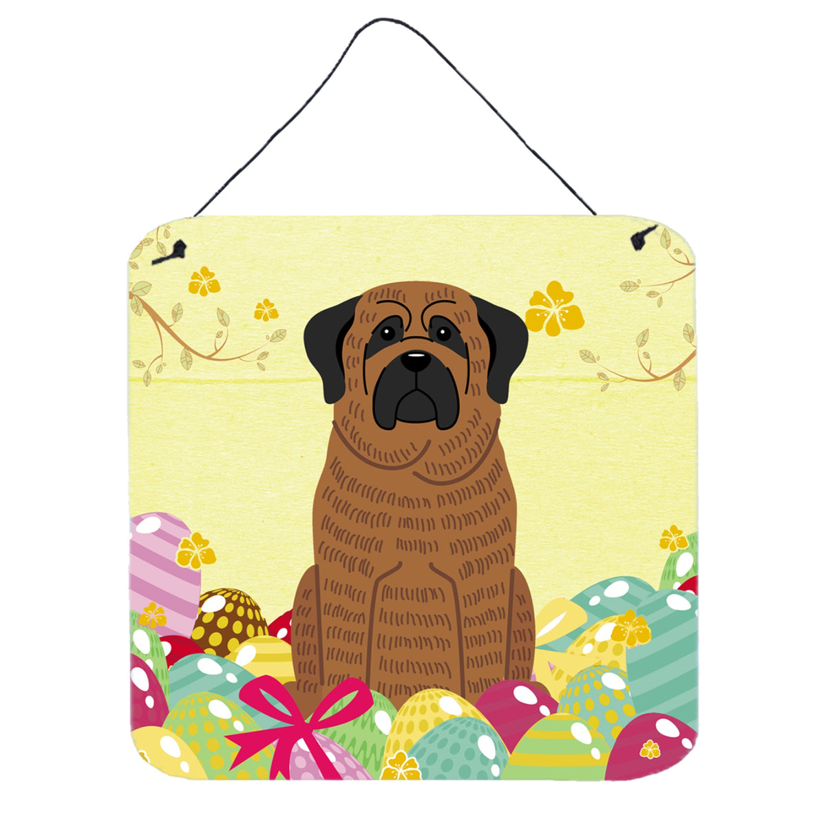 CarolineS Treasures Easter Eggs Mastiff Brindle Metal Print, 6 X 6, Multicolor