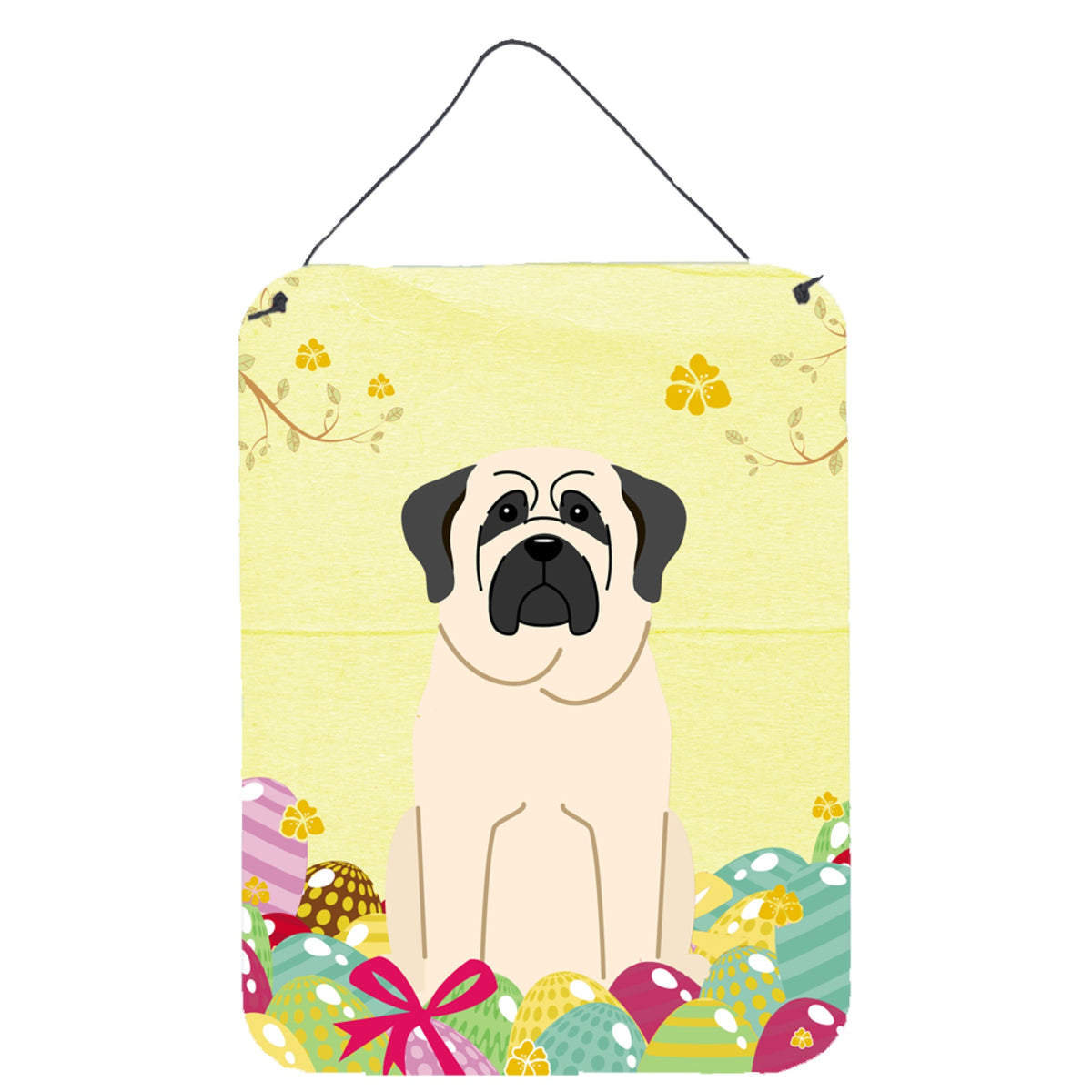 CarolineS Treasures Easter Eggs Mastiff White Metal Print, 16 X 12, Multicolor