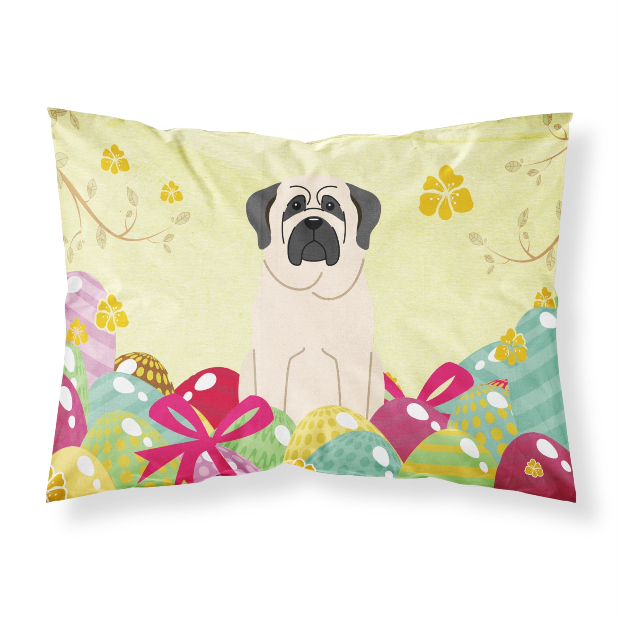 Easter Eggs Mastiff White Fabric Standard Pillowcase