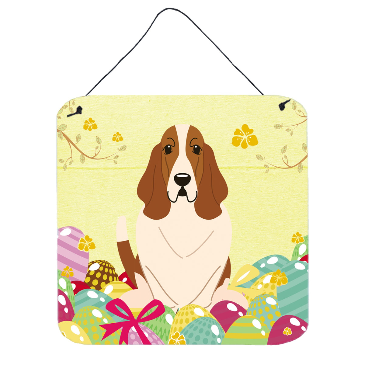 CarolineS Treasures Easter Eggs Basset Hound Metal Print, 6 X 6, Multicolor