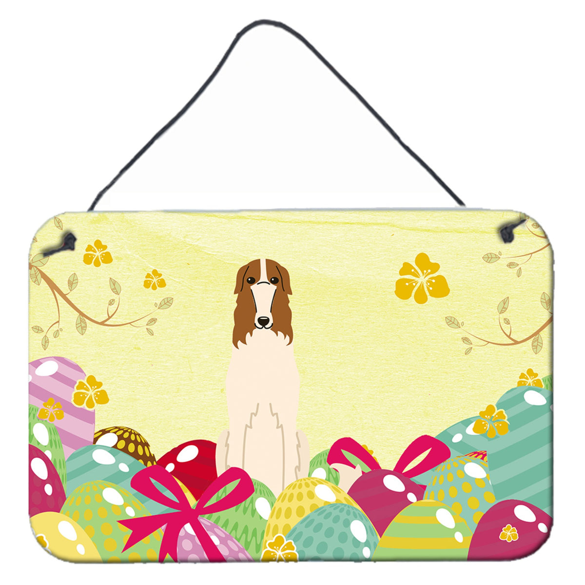 CarolineS Treasures Easter Eggs Borzoi Metal Print, 8 Inch  Inch  H X 12 Inch  Inch  W