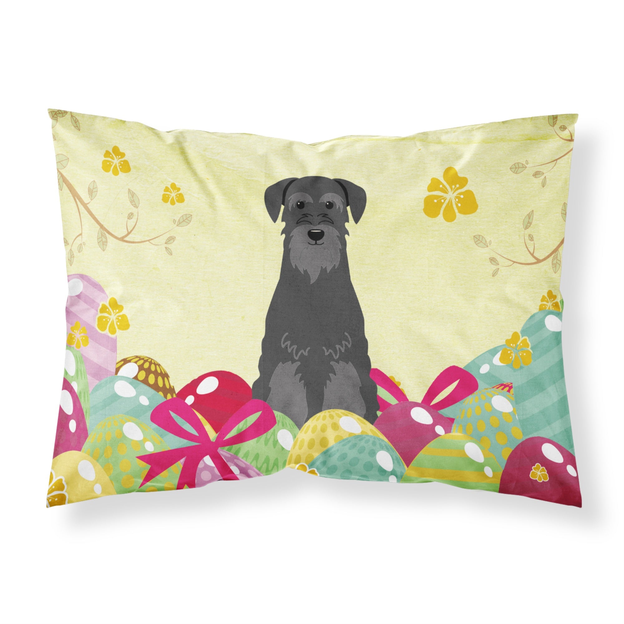 Easter Eggs Standard Schnauzer Black Fabric Standard Pillowcase