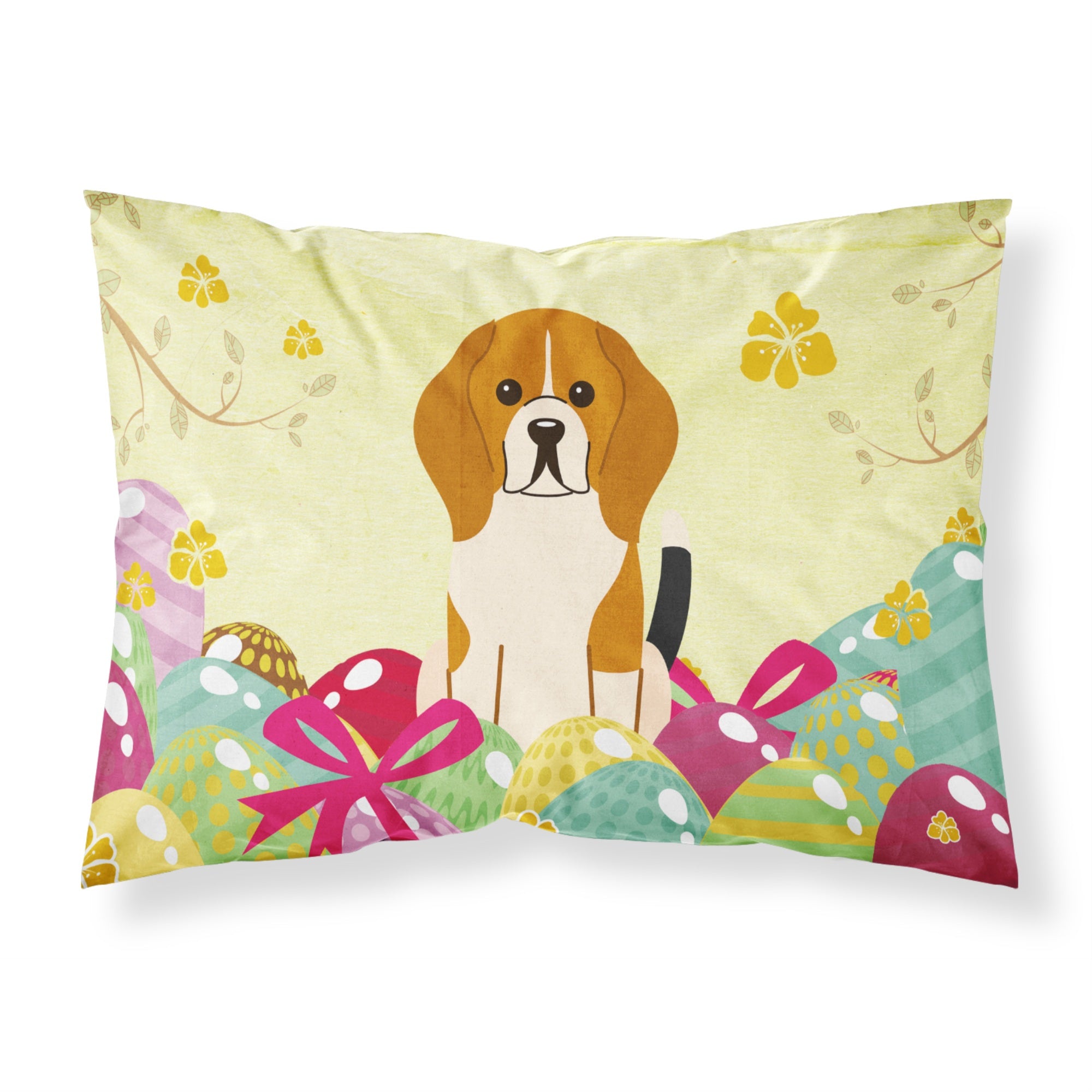 Easter Eggs Beagle Tricolor Fabric Standard Pillowcase