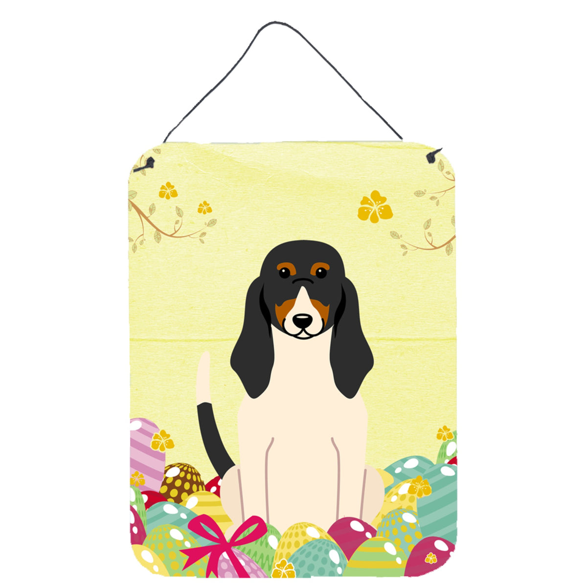 CarolineS Treasures Easter Eggs Swiss Hound Metal Print, 16 X 12, Multicolor