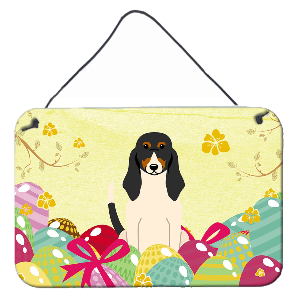 CarolineS Treasures Easter Eggs Swiss Hound Metal Print, 8 Inch  Inch H X 12 Inch  Inch W, Multicolor