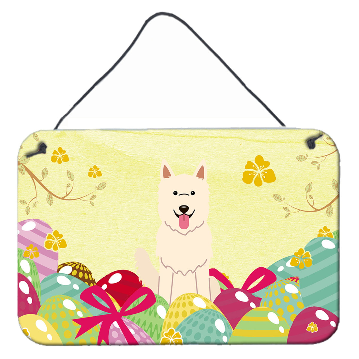 CarolineS Treasures Easter Eggs White German Shepherd Metal Print, 8 Inch  Inch  H X 12 Inch  Inch  W
