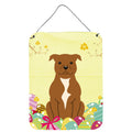 CarolineS Treasures Eggs Brown Easter Staffordshire Bull Terrier Metal Print, 16 X 12, Multicolor