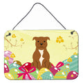 CarolineS Treasures Easter Eggs Staffordshire Bull Terrier Metal Print, 8 Inch  Inch  H X 12 Inch  Inch  W