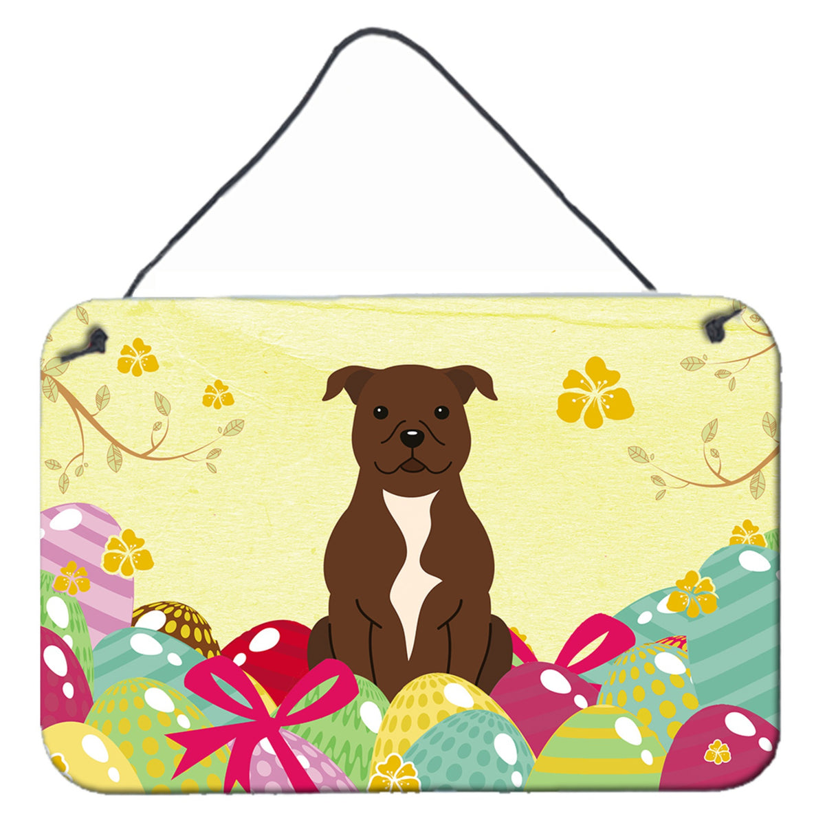 CarolineS Treasures Easter Staffordshire Bull Terrier Metal Print, 8 Inch  Inch  H X 12 Inch  Inch  W
