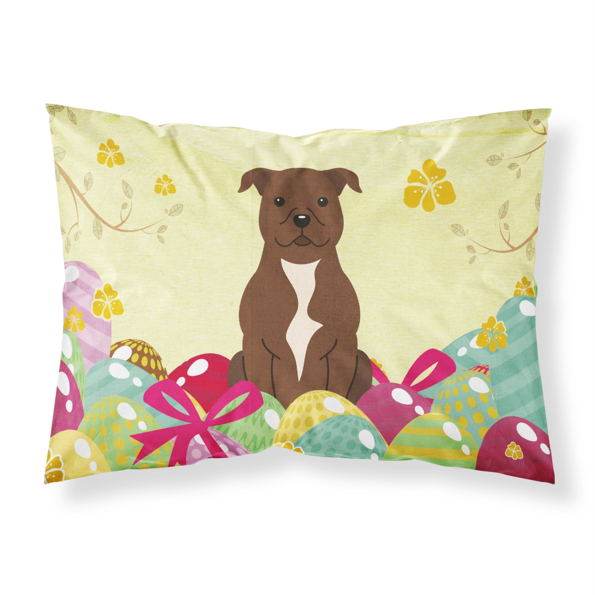 Easter Eggs Staffordshire Bull Terrier Chocolate Fabric Standard Pillowcase