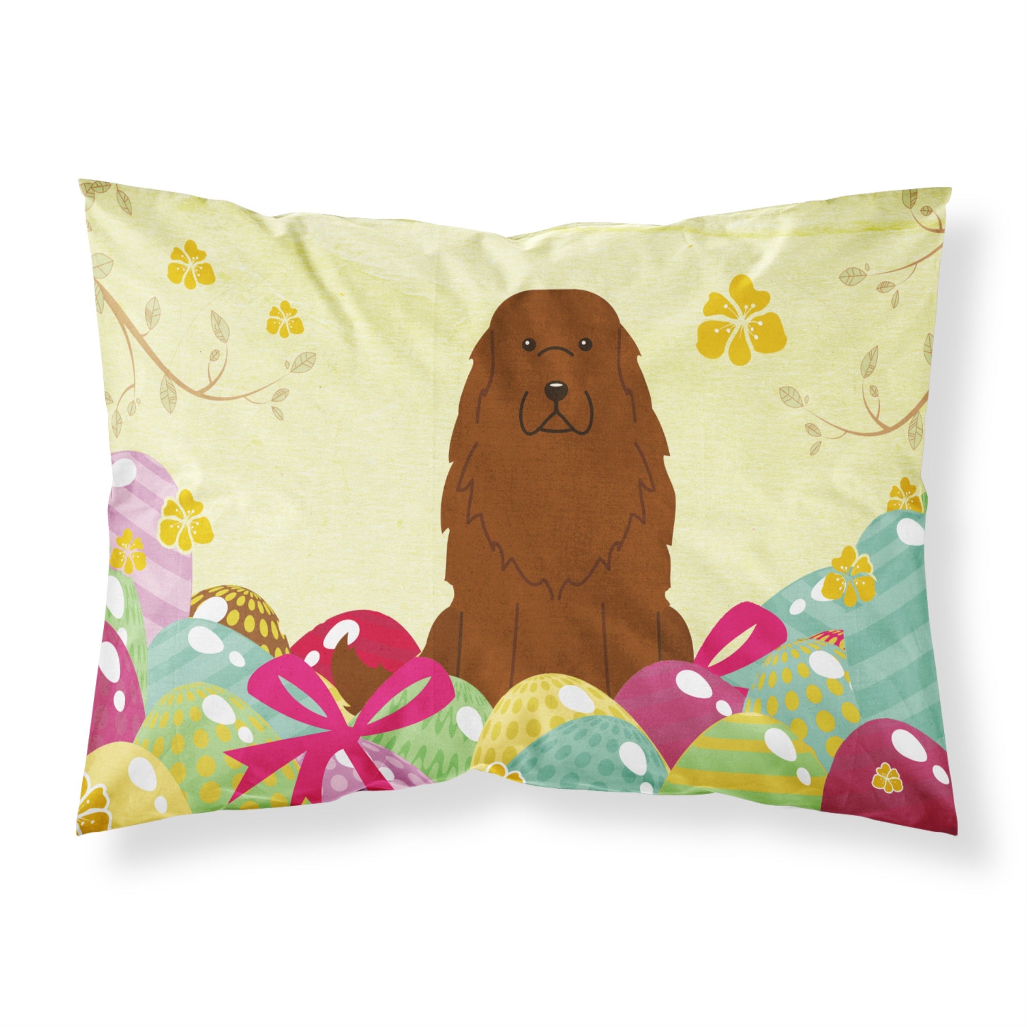 Easter Eggs Caucasian Shepherd Dog Fabric Standard Pillowcase