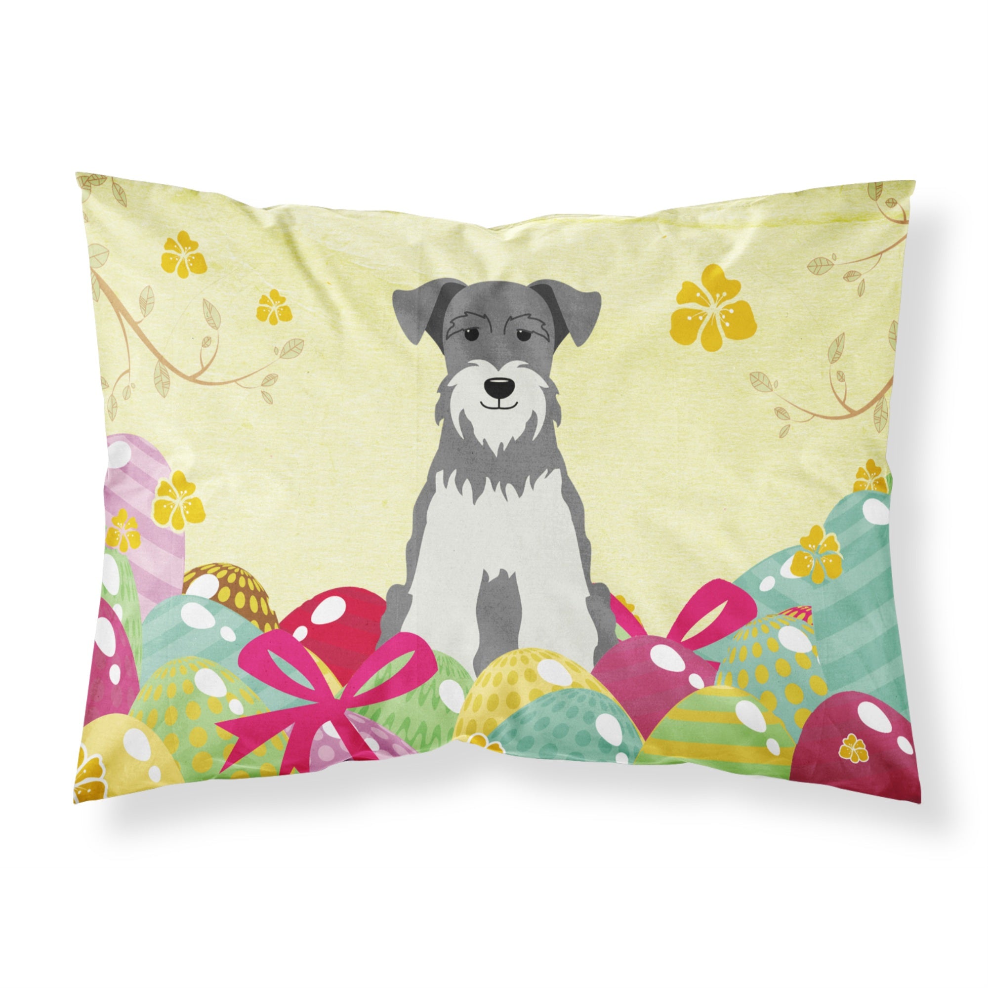 Easter Eggs Miniature Schanuzer Salt And Pepper Fabric Standard Pillowcase