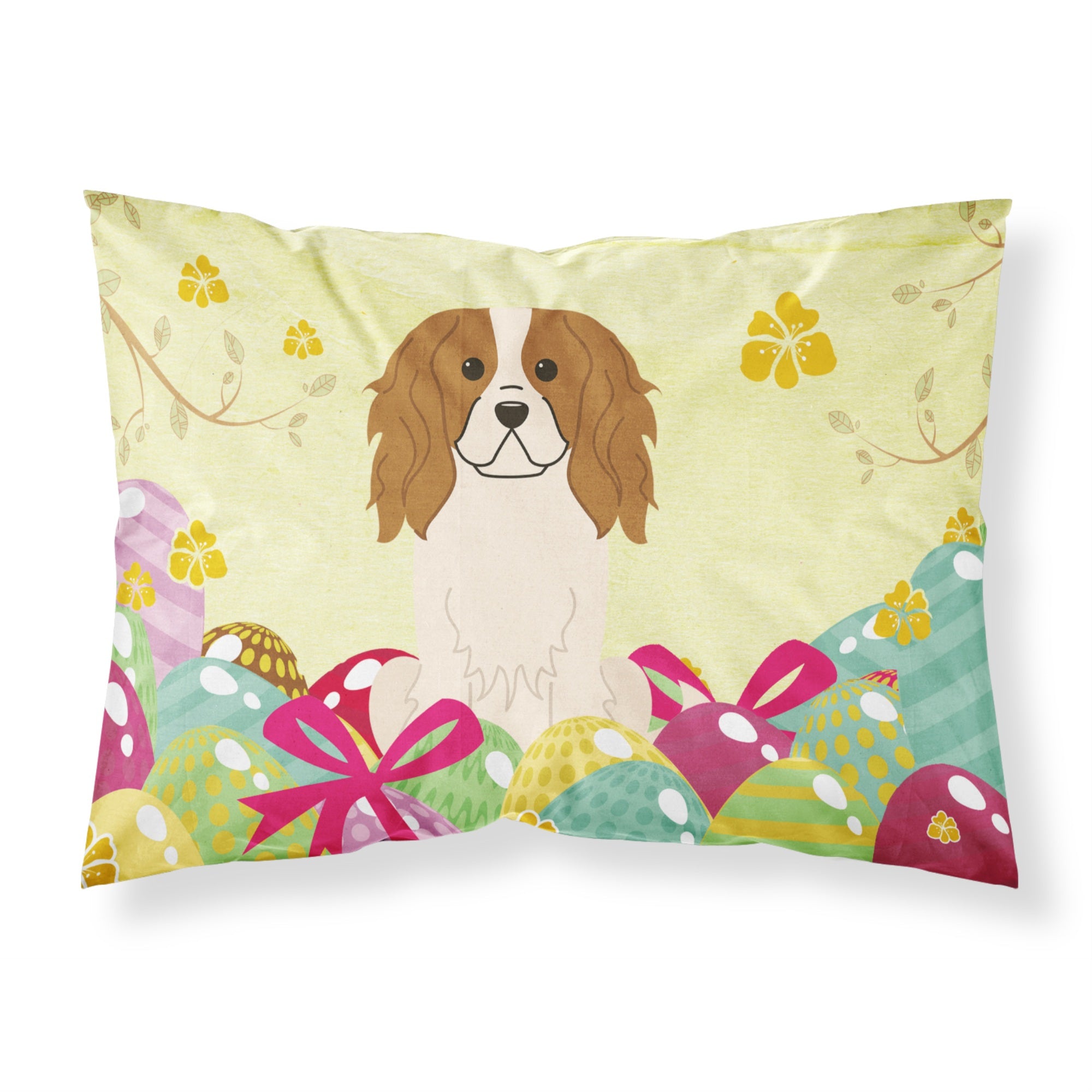 Easter Eggs Cavalier Spaniel Fabric Standard Pillowcase