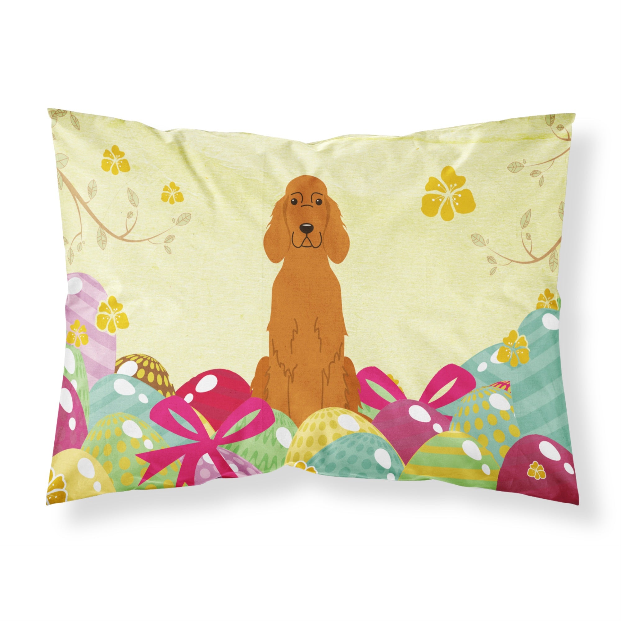 Easter Eggs Irish Setter Fabric Standard Pillowcase