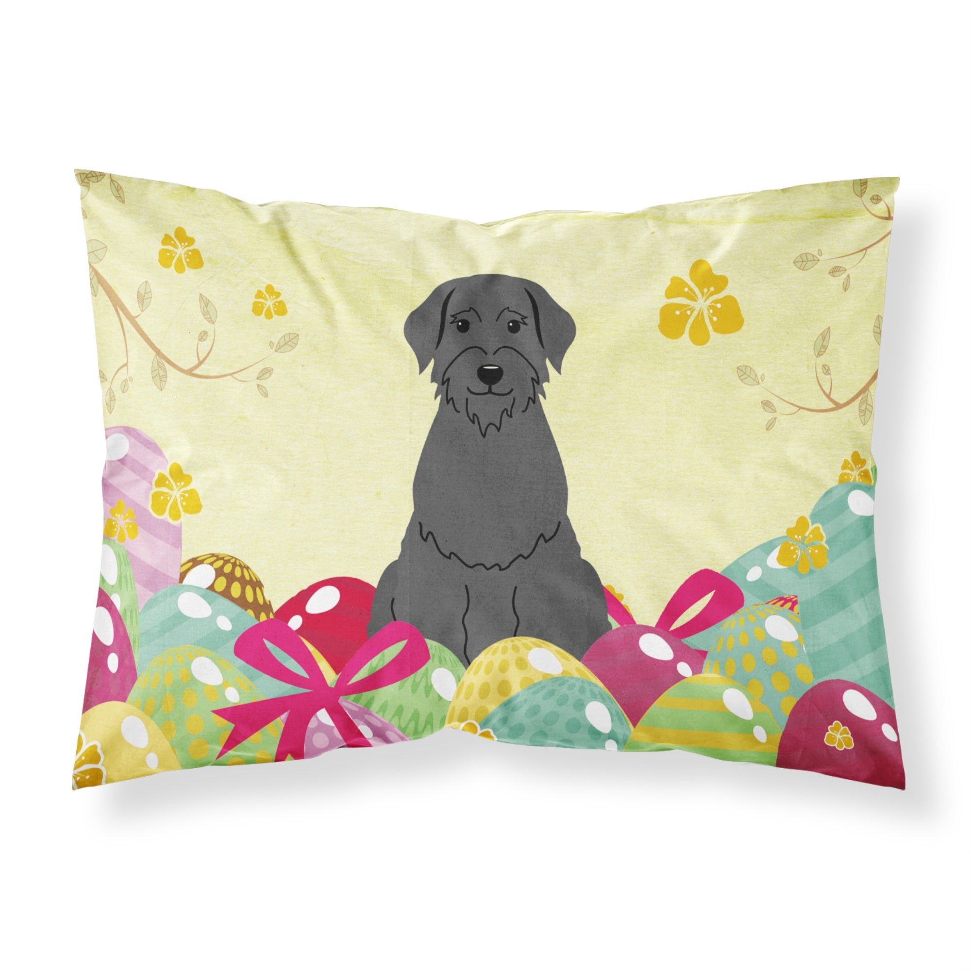 Easter Eggs Giant Schnauzer Fabric Standard Pillowcase