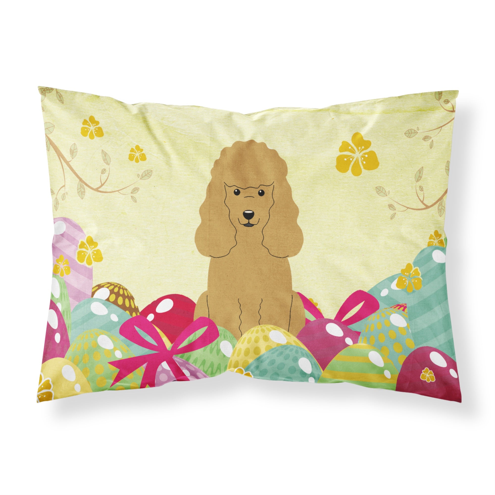 Easter Eggs Poodle Tan Fabric Standard Pillowcase