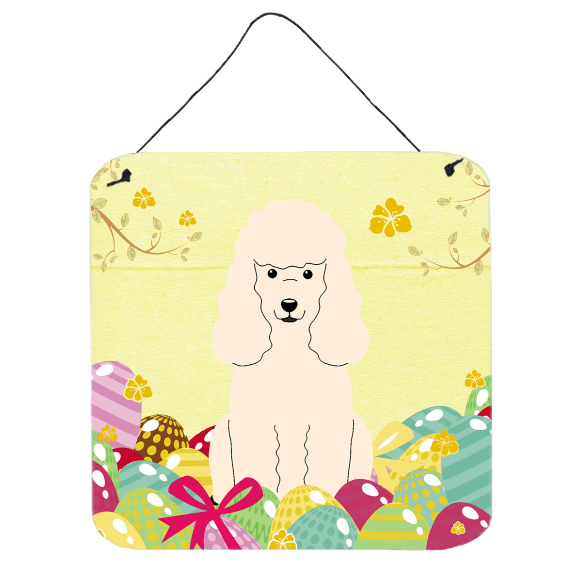 CarolineS Treasures Easter Eggs Poodle White Metal Print, 6 X 6, Multicolor