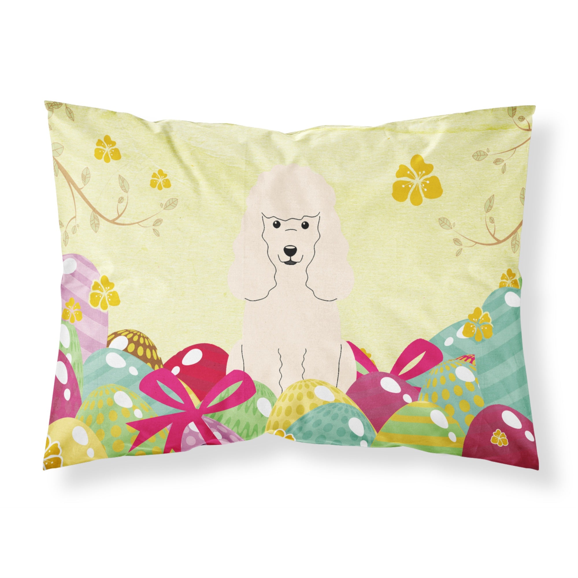 Easter Eggs Poodle White Fabric Standard Pillowcase
