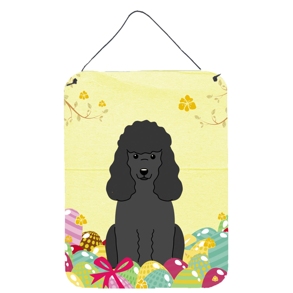 CarolineS Treasures Easter Eggs Poodle Black Metal Print, 16 X 12, Multicolor