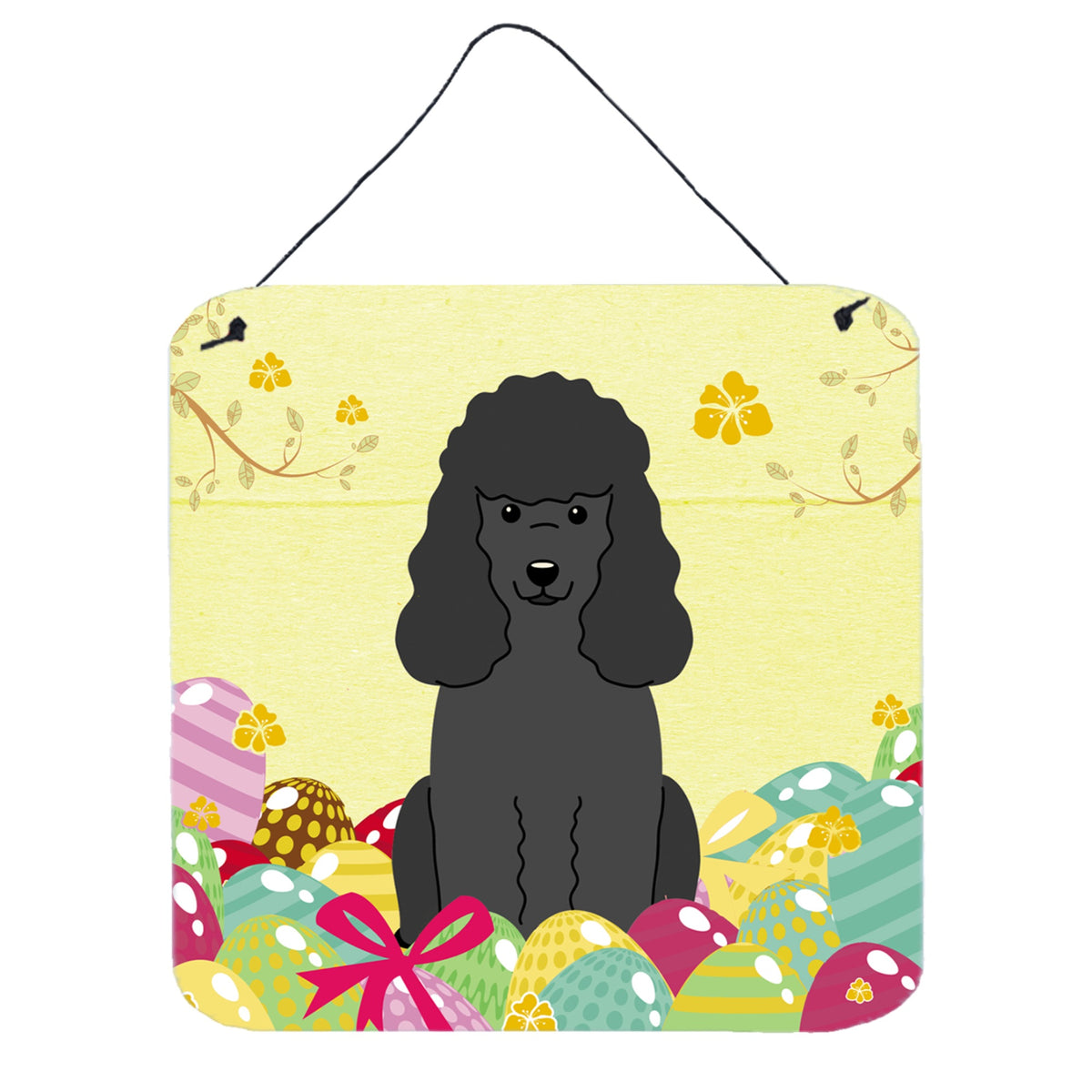 CarolineS Treasures Easter Eggs Poodle Black Metal Print, 6 X 6, Multicolor