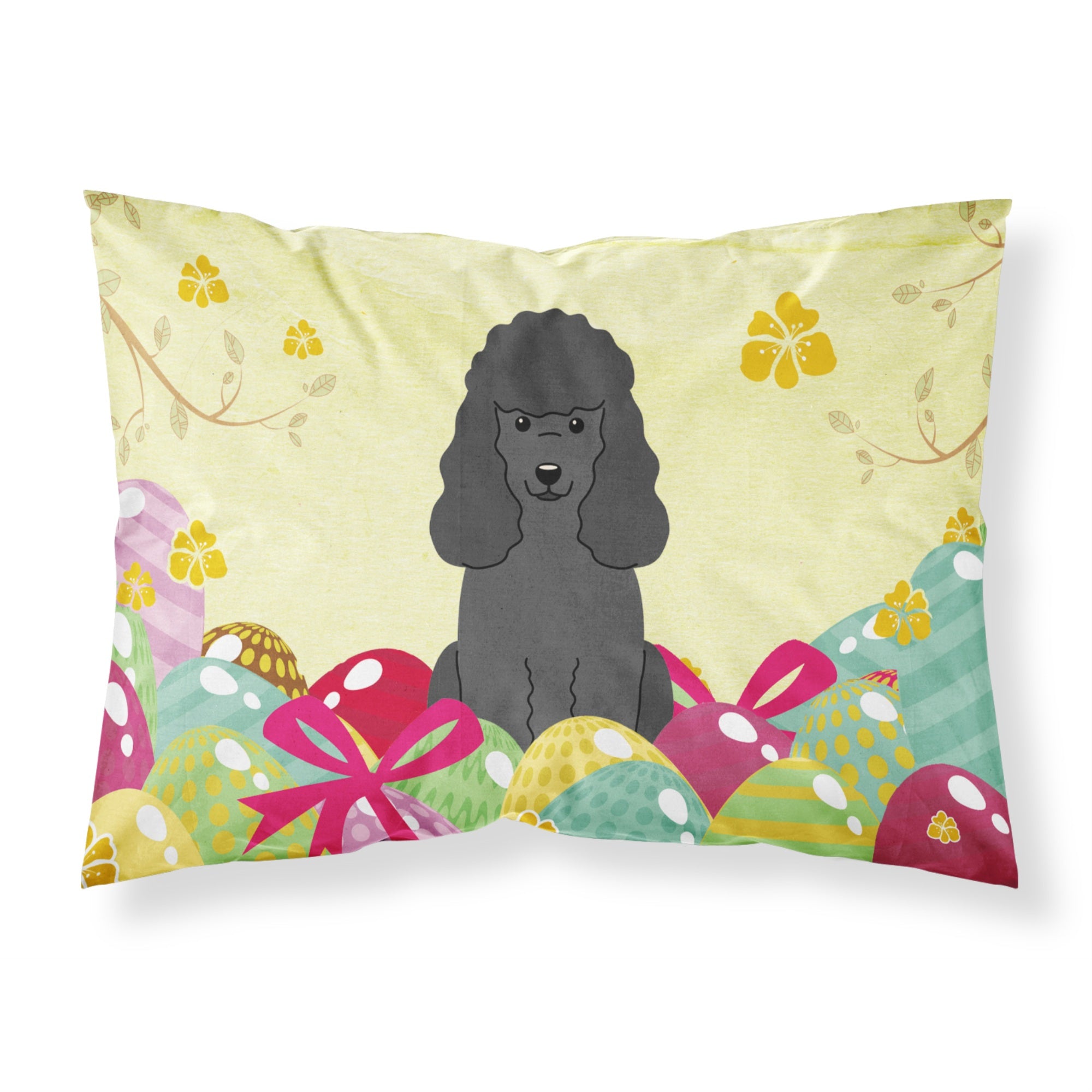 Easter Eggs Poodle Black Fabric Standard Pillowcase