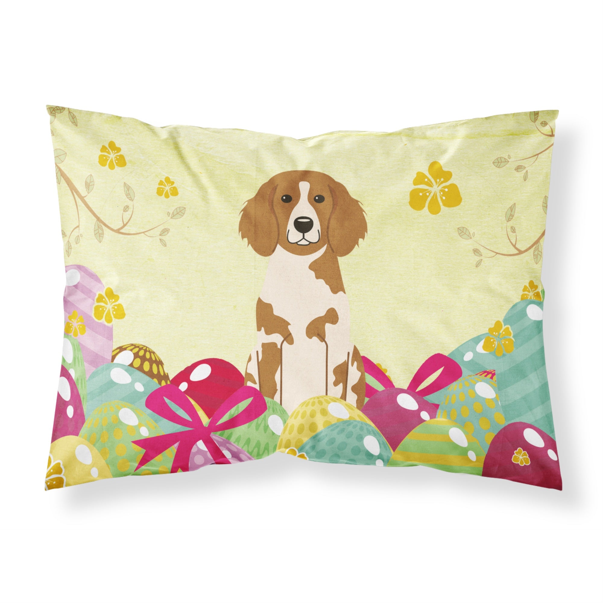 Easter Eggs Brittany Spaniel Fabric Standard Pillowcase