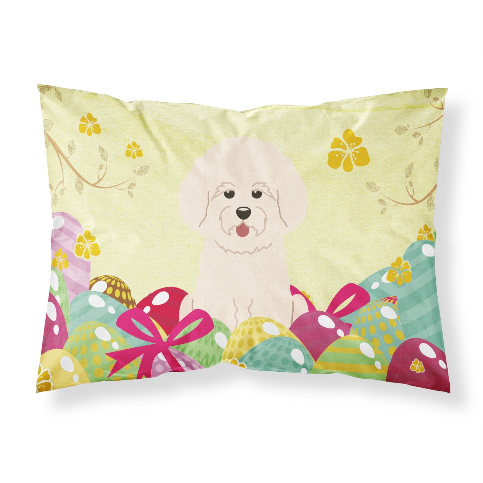 Easter Eggs Bichon Frise Fabric Standard Pillowcase