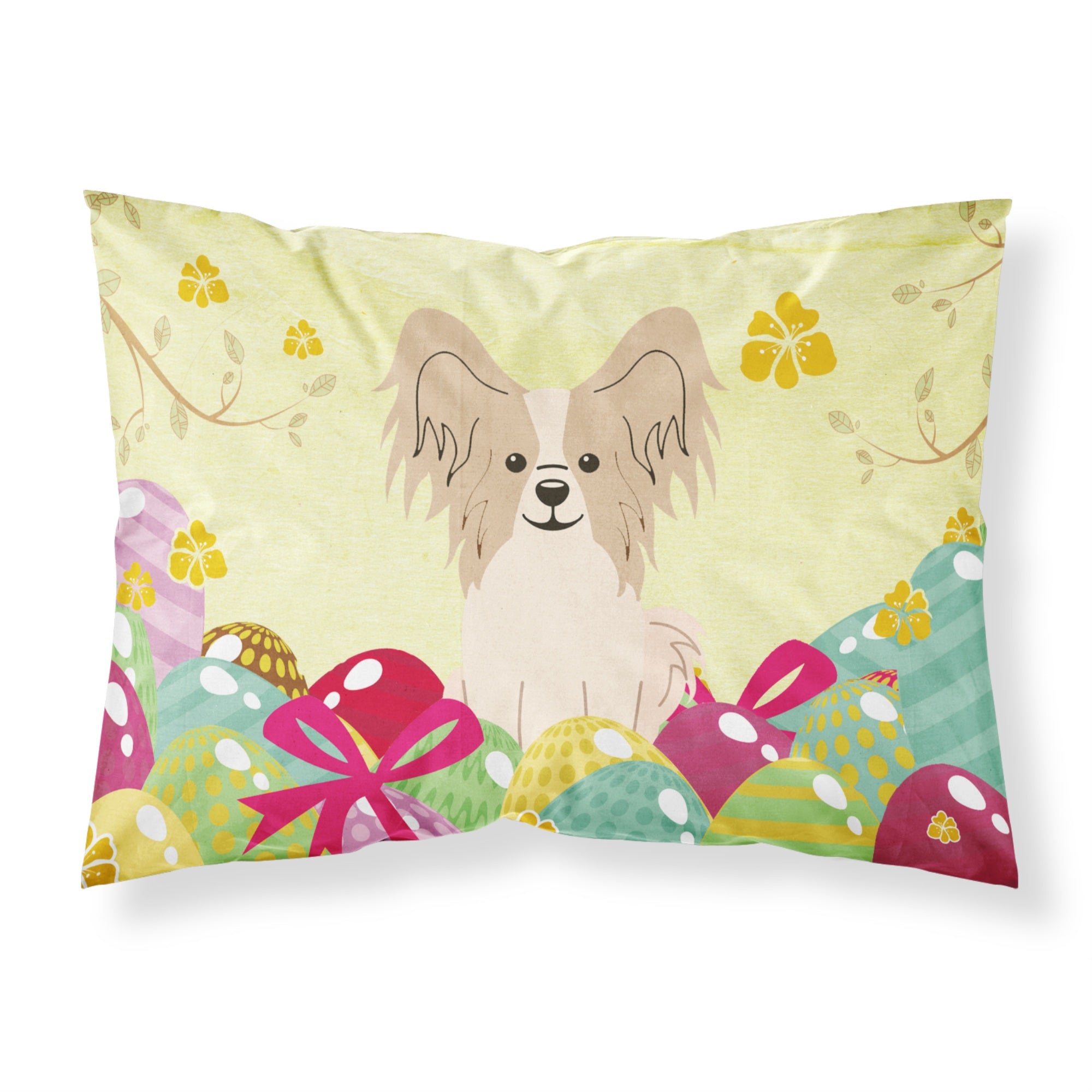 Easter Eggs Papillon Sable White Fabric Standard Pillowcase
