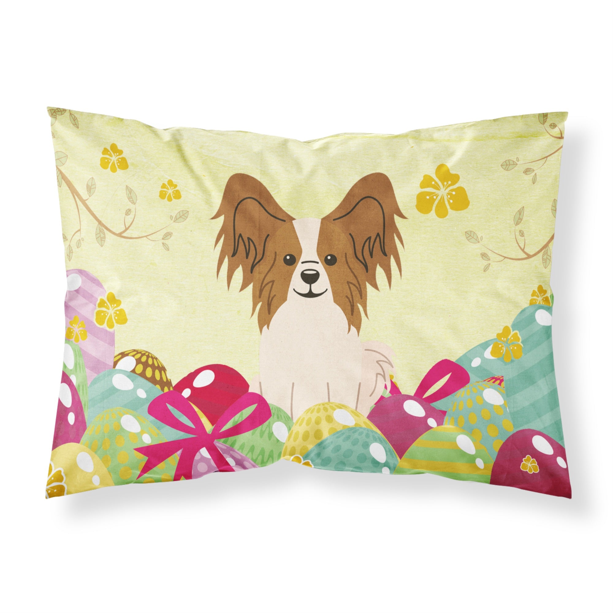 Easter Eggs Papillon Red White Fabric Standard Pillowcase