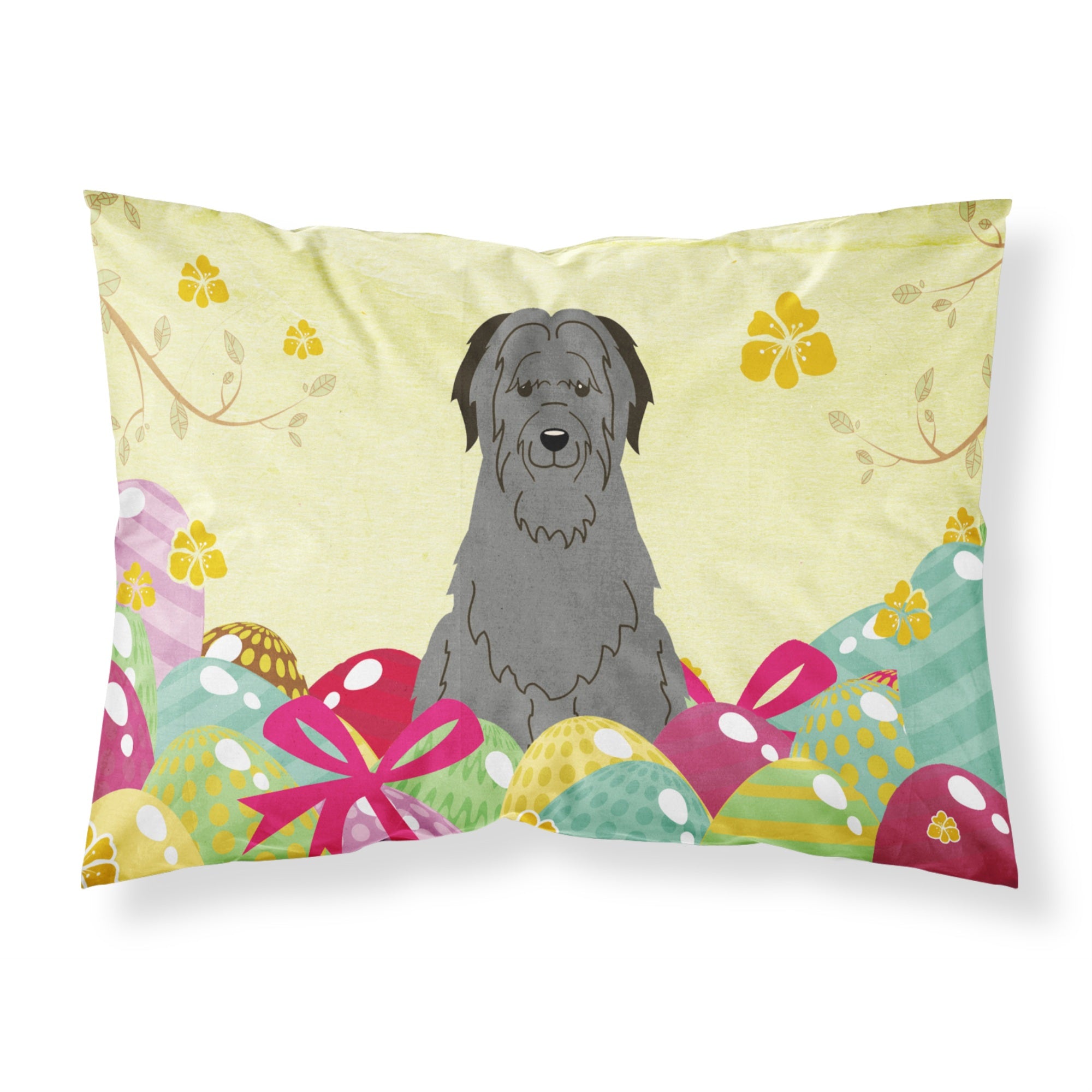 Easter Eggs Briard Black Fabric Standard Pillowcase