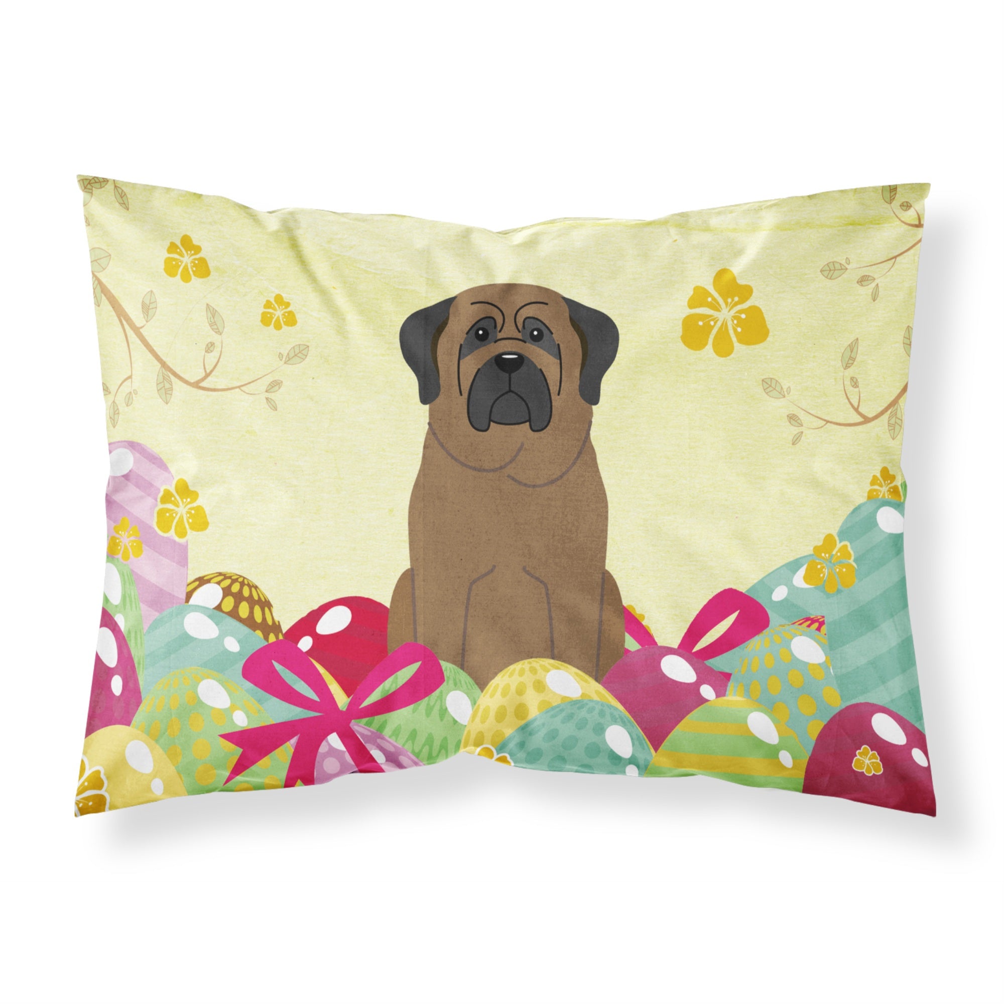 Easter Eggs Bullmastiff Fabric Standard Pillowcase