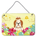 CarolineS Treasures Easter Eggs Shih Tzu Red White Metal Print, 8 Inch  Inch H X 12 Inch  Inch W, Multicolor