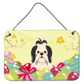 CarolineS Treasures Easter Eggs Shih Tzu Black White Metal Print, 8 Inch  Inch  H X 12 Inch  Inch  W