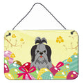 CarolineS Treasures Easter Eggs Shih Tzu Black Silver Metal Print, 8 Inch  Inch  H X 12 Inch  Inch  W