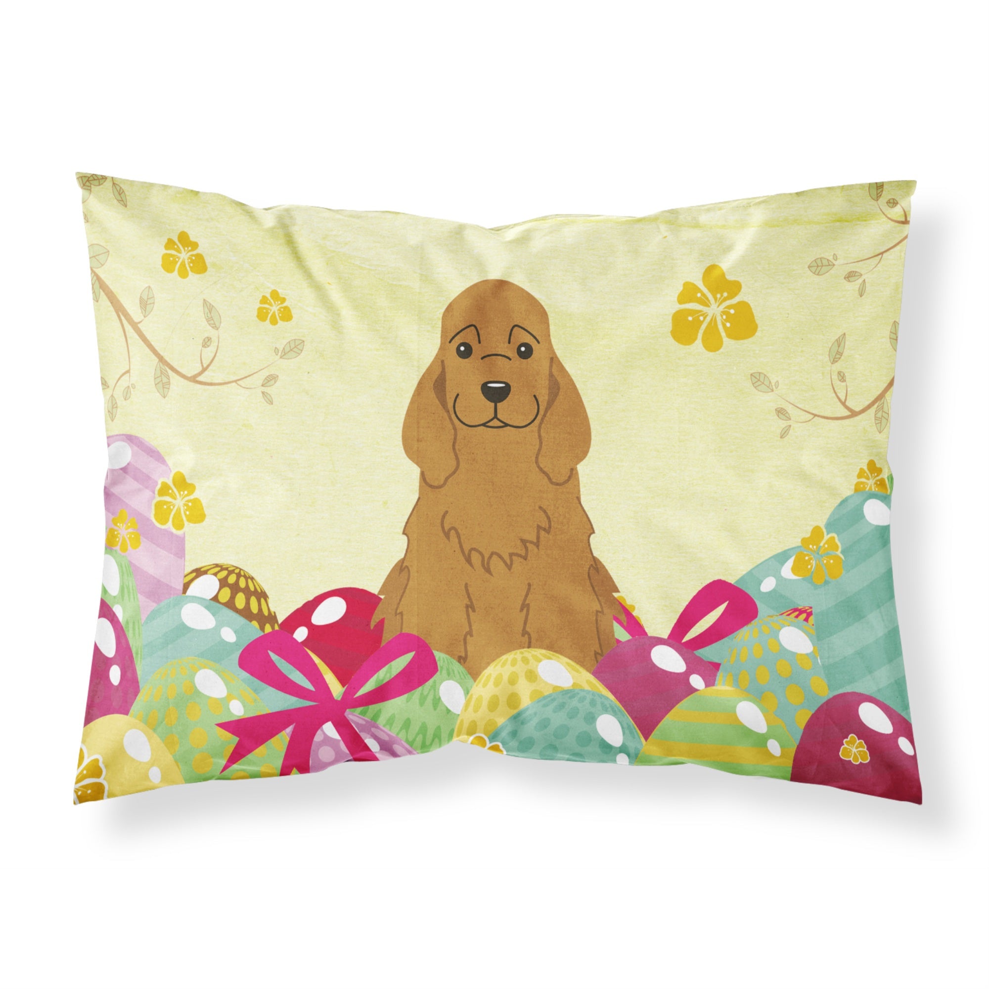 Easter Eggs Cocker Spaniel Red Fabric Standard Pillowcase