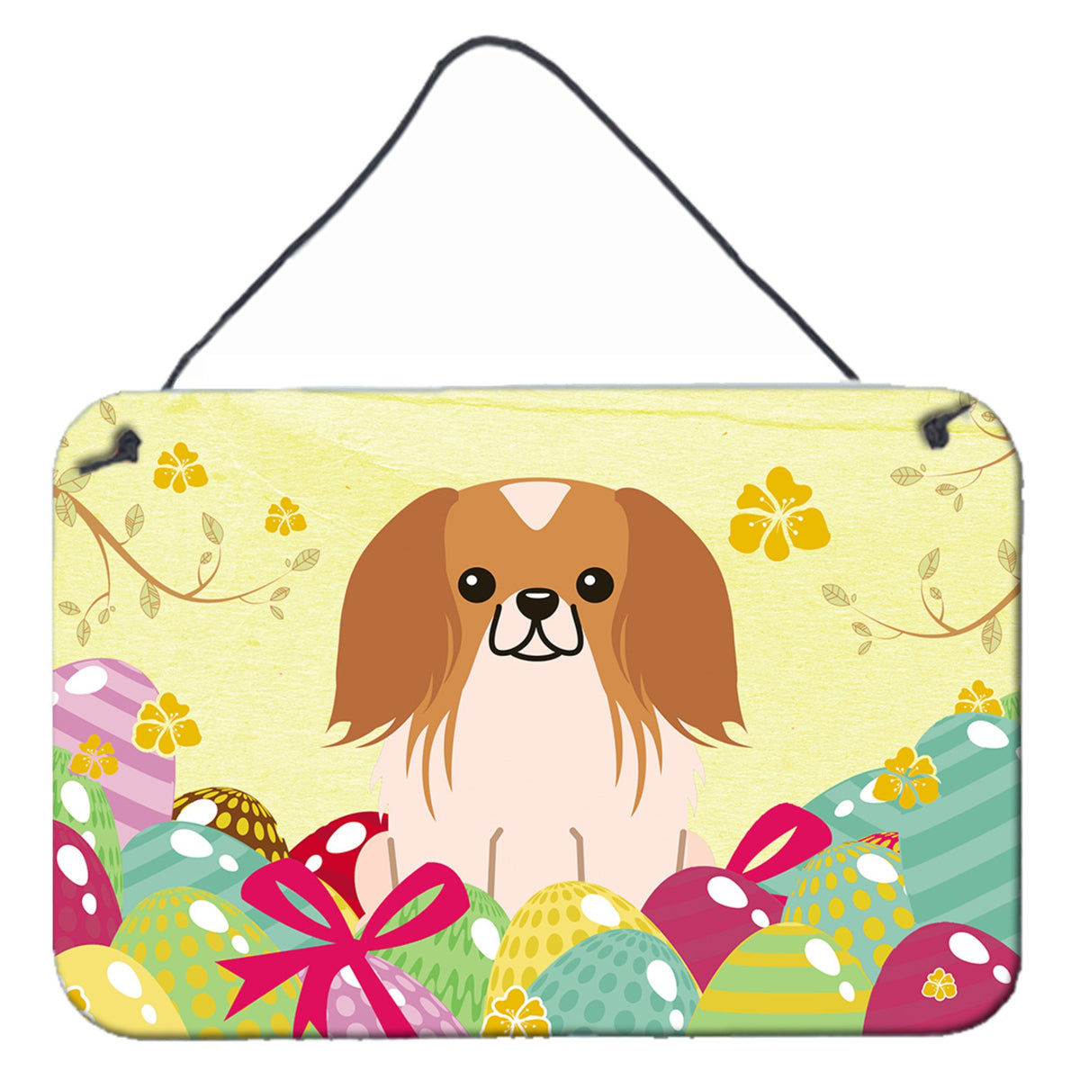 CarolineS Treasures Easter Eggs Pekingnese Red White Metal Print, 8 Inch  Inch  H X 12 Inch  Inch  W