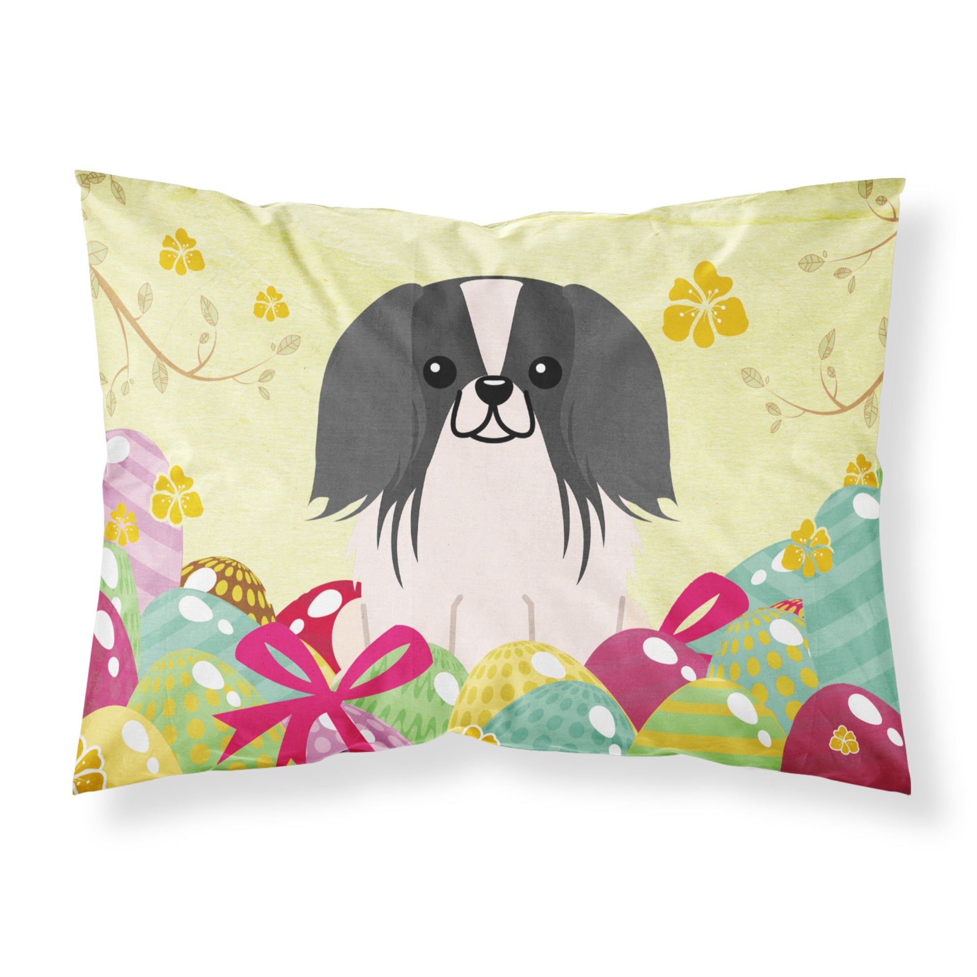 Easter Eggs Pekingnese Black White Fabric Standard Pillowcase