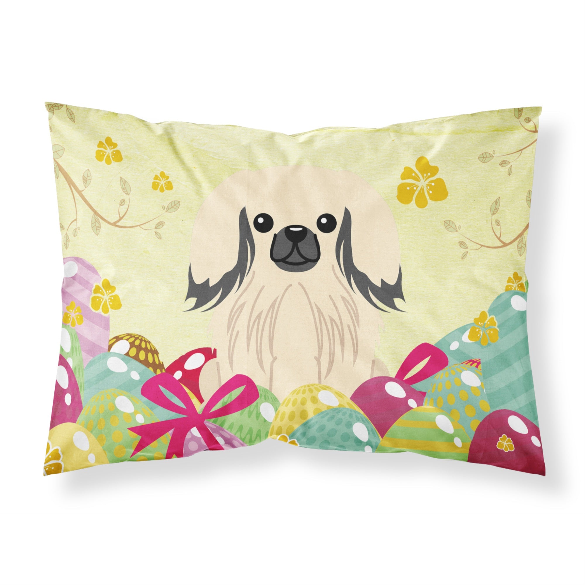 Easter Eggs Pekingnese Cream Fabric Standard Pillowcase