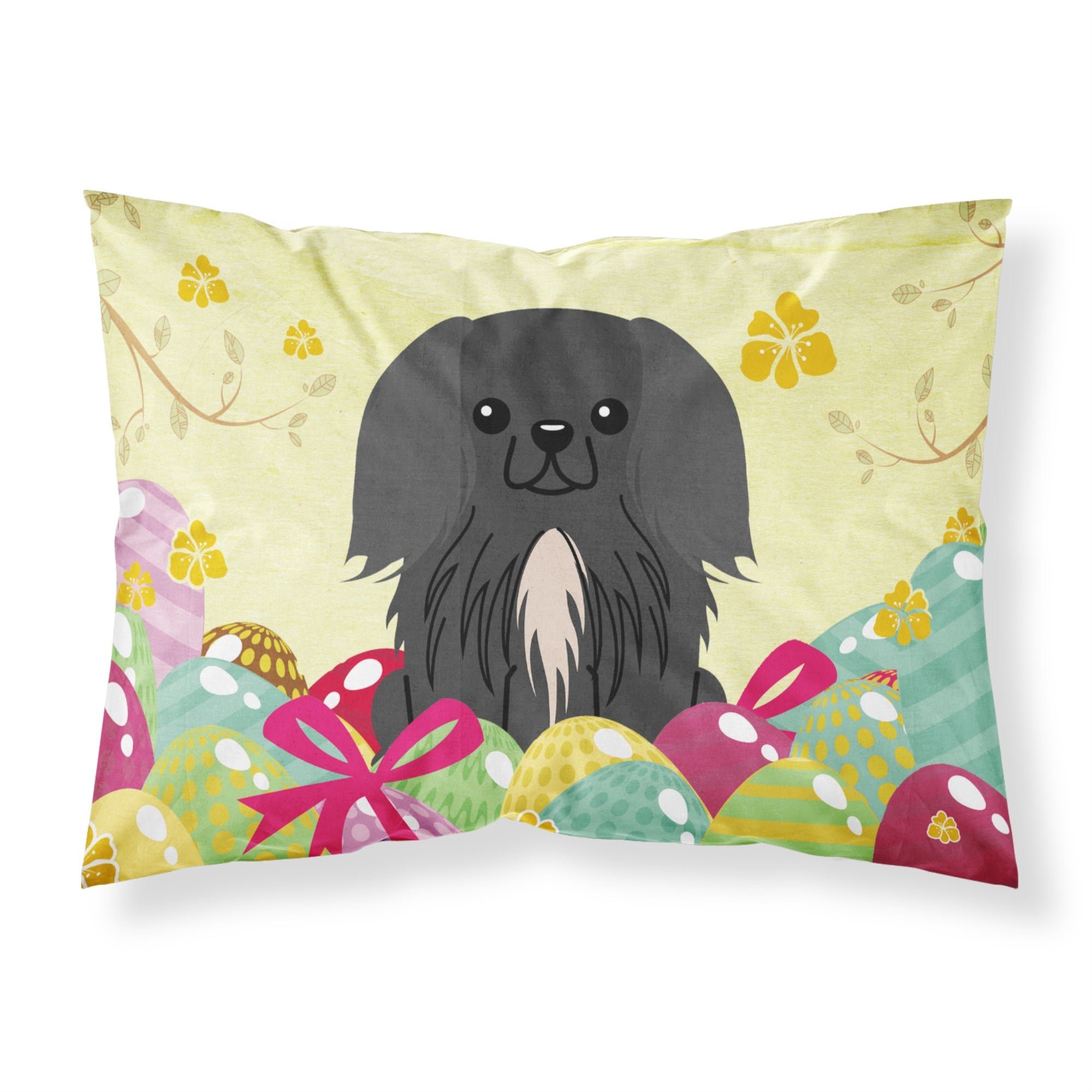 Easter Eggs Pekingnese Black Fabric Standard Pillowcase