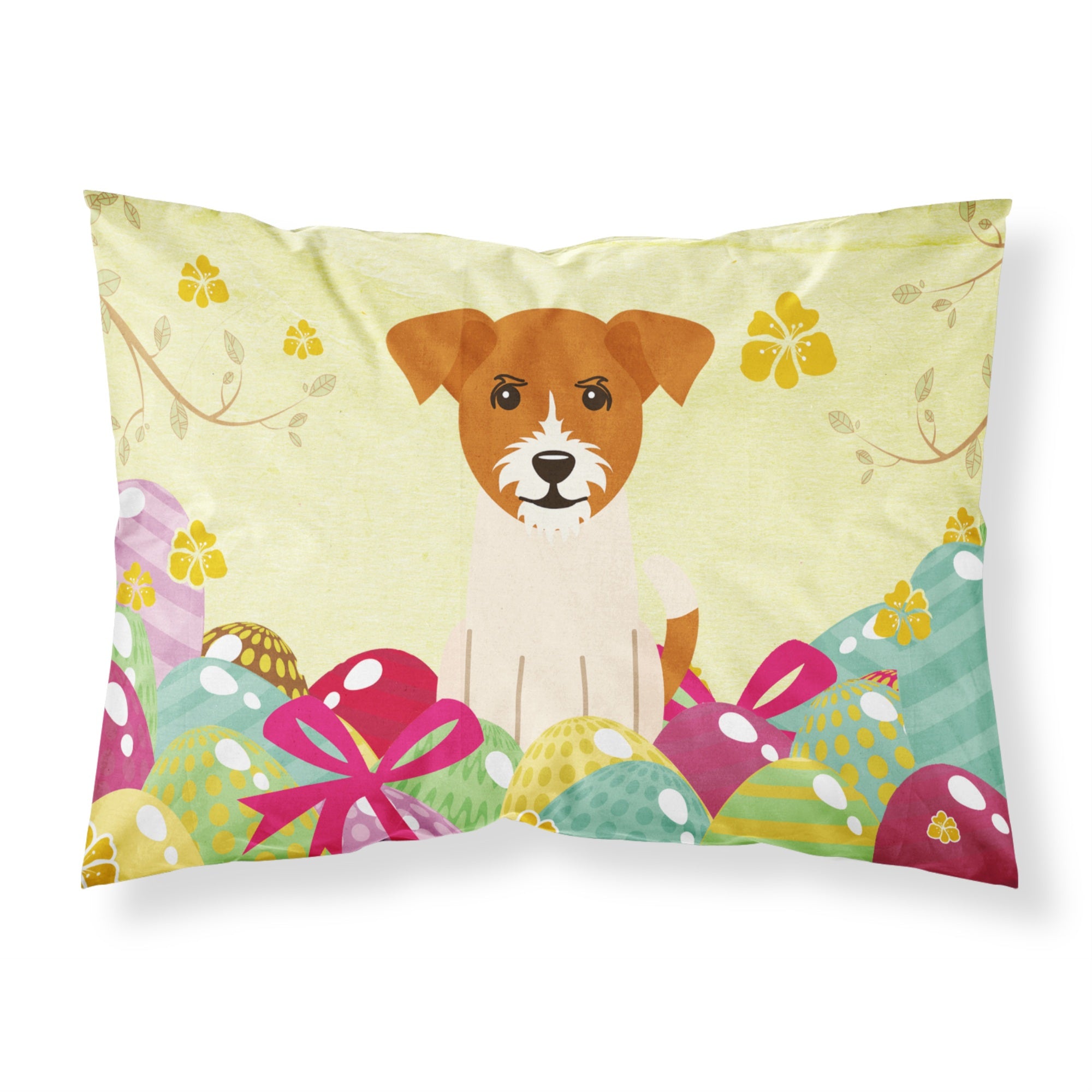 Easter Eggs Jack Russell Terrier Fabric Standard Pillowcase