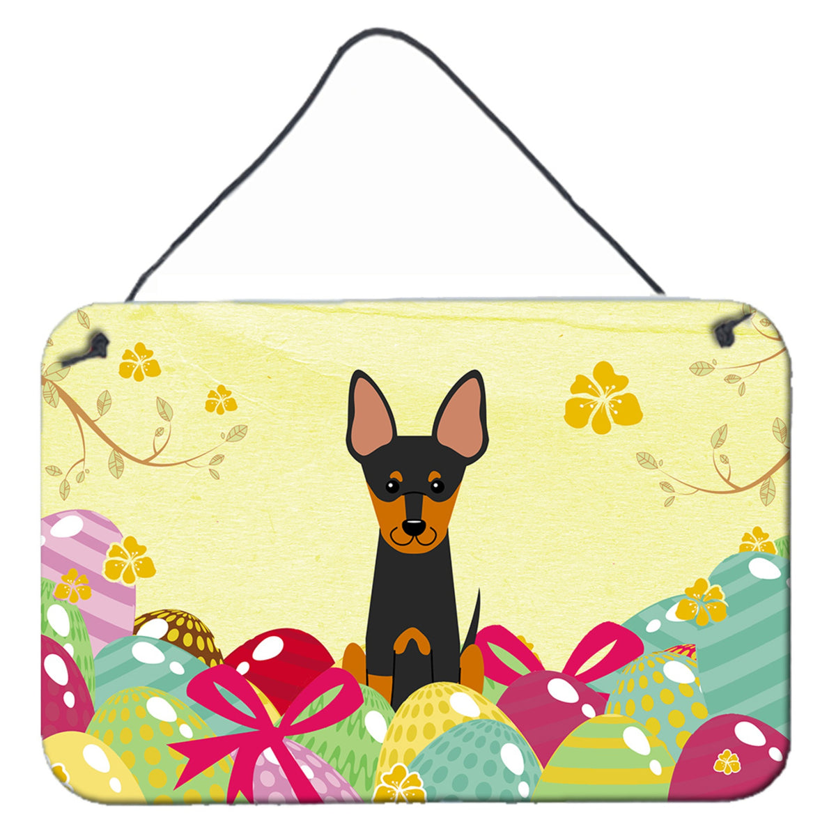 CarolineS Treasures Easter Eggs English Toy Terrier Metal Print, 8 Inch  Inch  H X 12 Inch  Inch  W