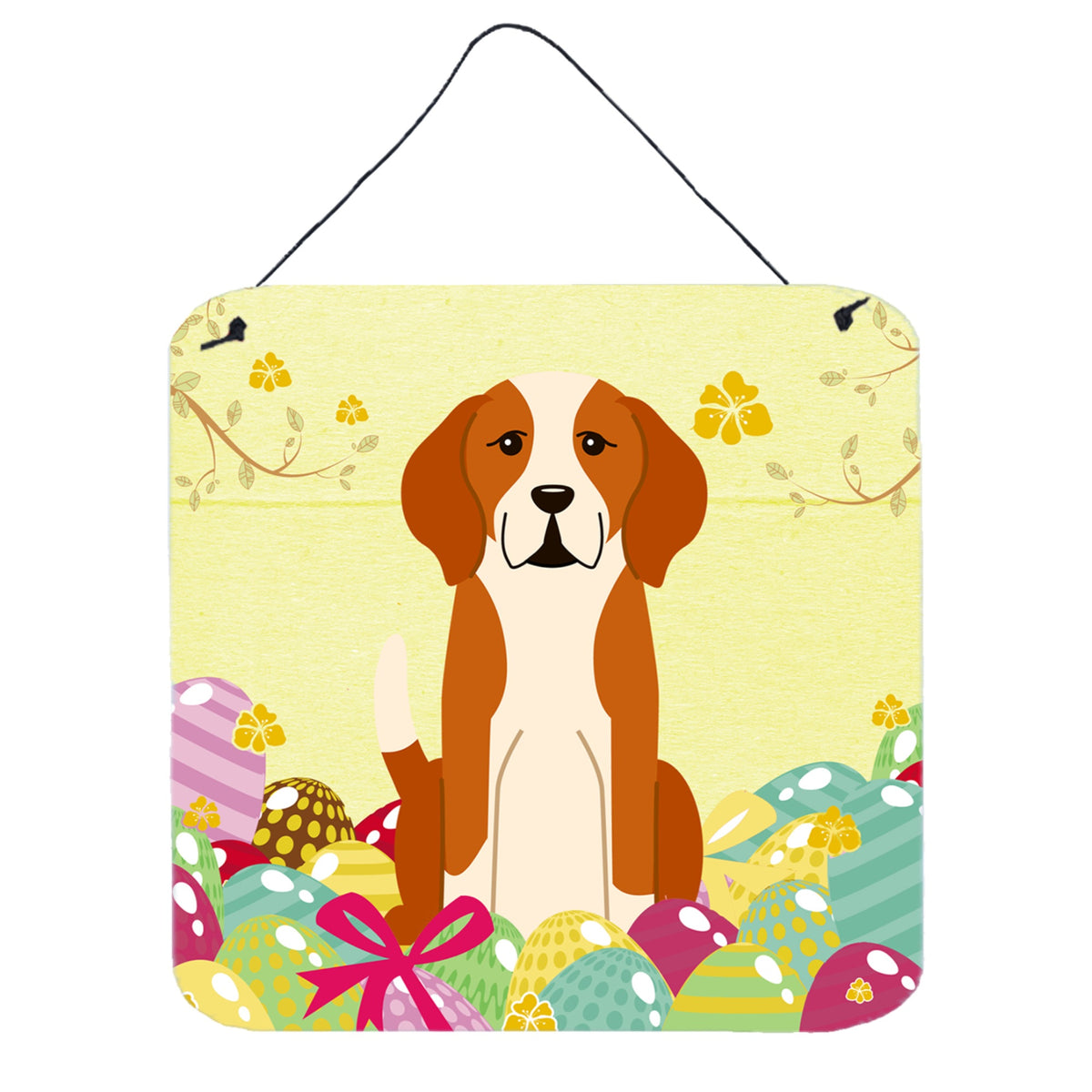CarolineS Treasures Easter Eggs English Foxhound Metal Print, 6 X 6, Multicolor