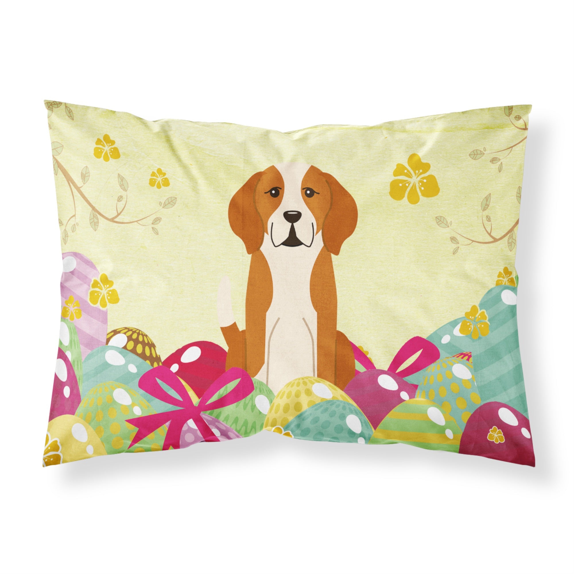 Easter Eggs English Foxhound Fabric Standard Pillowcase