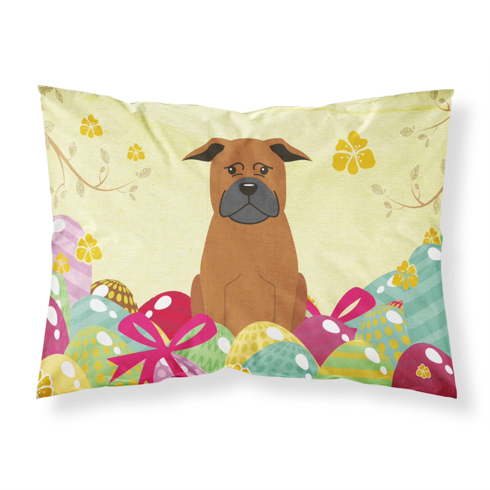 Easter Eggs Chinese Chongqing Dog Fabric Standard Pillowcase