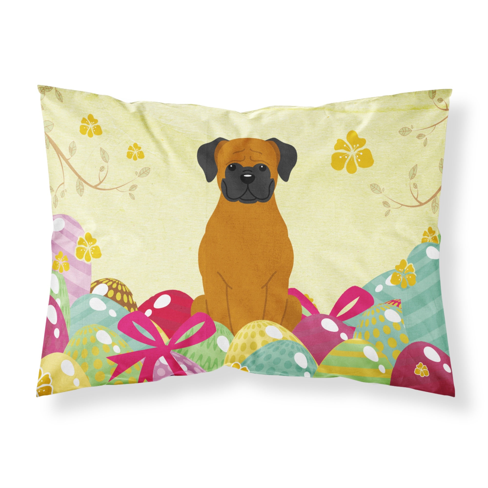 Easter Eggs Fawn Boxer Fabric Standard Pillowcase