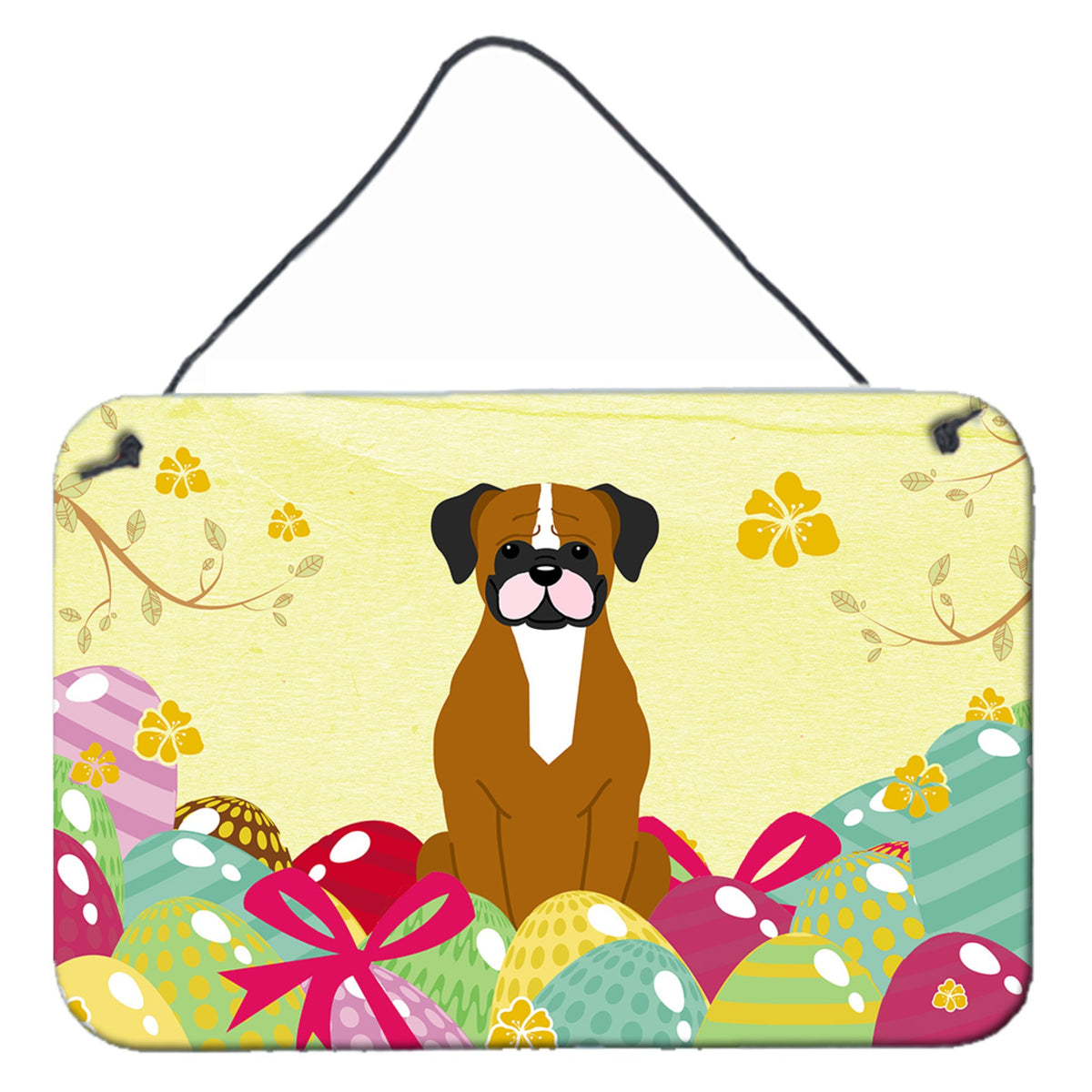 CarolineS Treasures Easter Eggs Flashy Fawn Boxer Metal Print, 8 Inch  Inch  H X 12 Inch  Inch  W